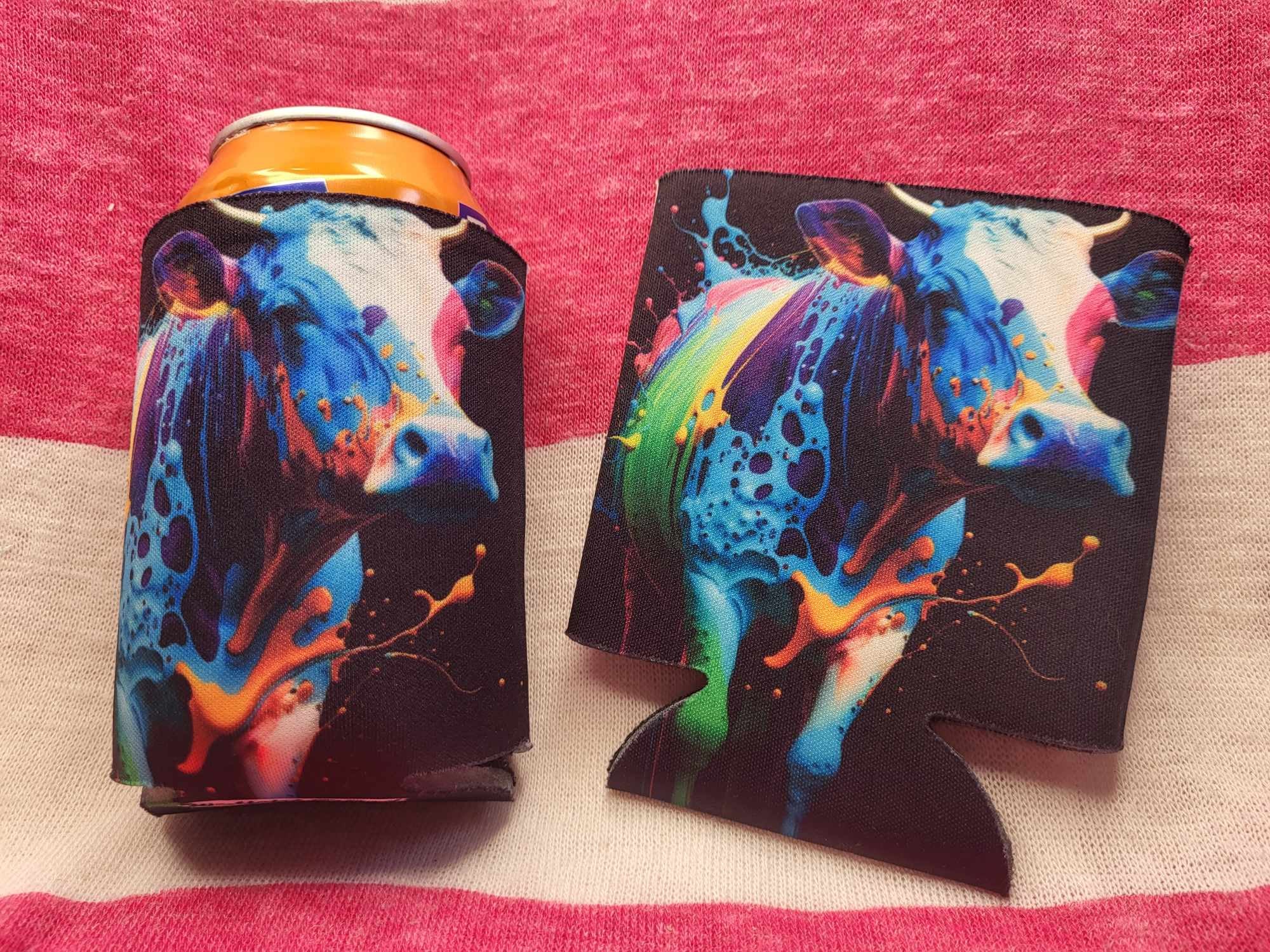 Paint Splatter Cow Can Koozie WolfoftheD3ad